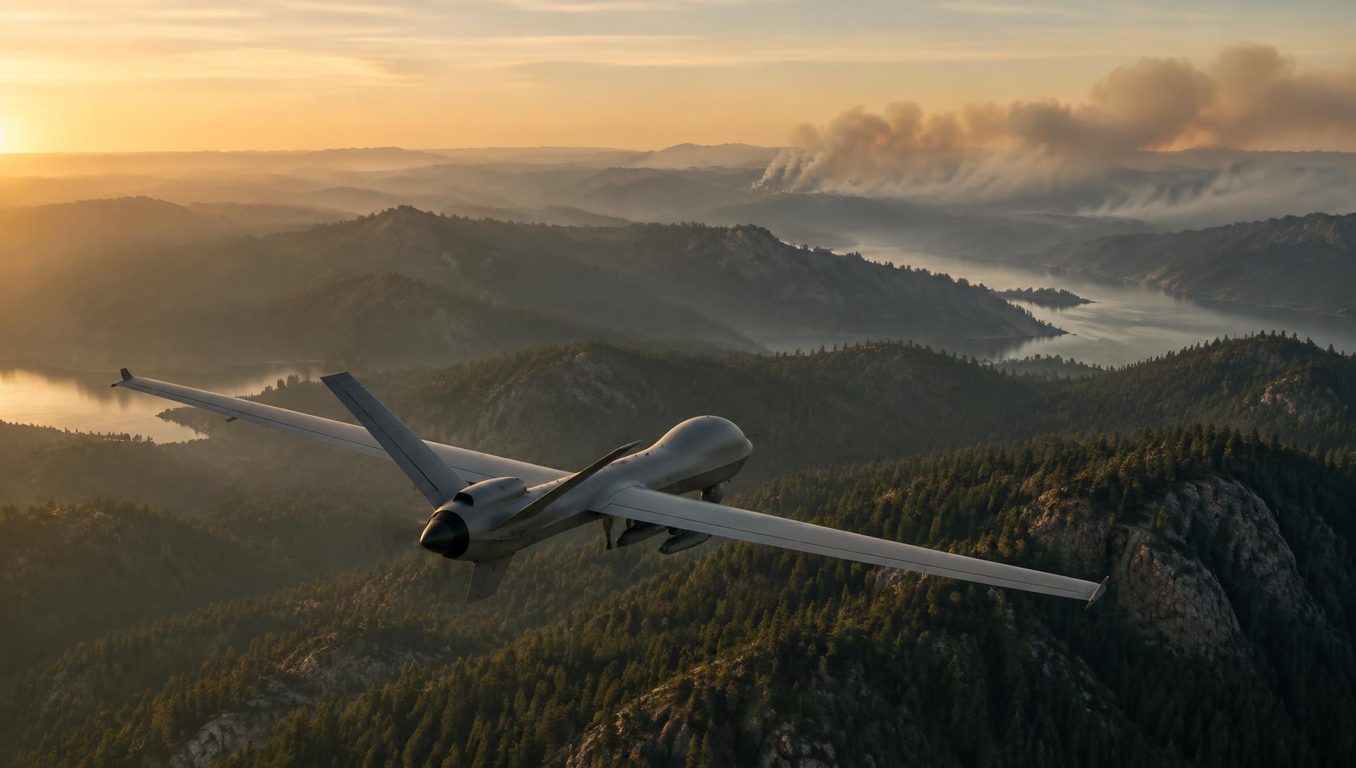 Aircraft flying over California terrain